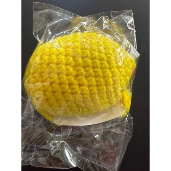 Positive Lemon Mini Knitted Knit Tellow Green Face Smile Toy Small Plush New - Picture 3 of 4